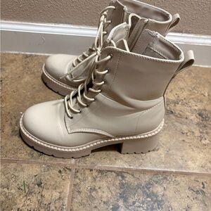 Madden Girl Cream Lace-Up Boots